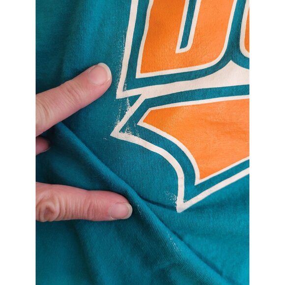 VTG 95 Starter Miami Dolphins NFL Graphic T-Shirt L Teal Cotton Made In USA - Picture 7 of 7